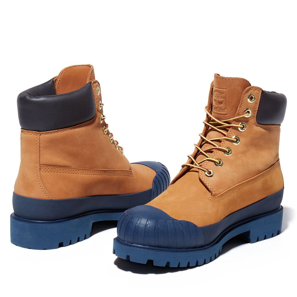 Timberland 6-Inch Μποτακια Ανδρικα Καφε/Σκουρο Μπλε - Bee Line X Waterproof Rubber Toe - Greece 7268